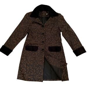 Luxury Designer Black Satin Coat, Blazer | Velvet Trim Pockets Lined, 10/12 M/L